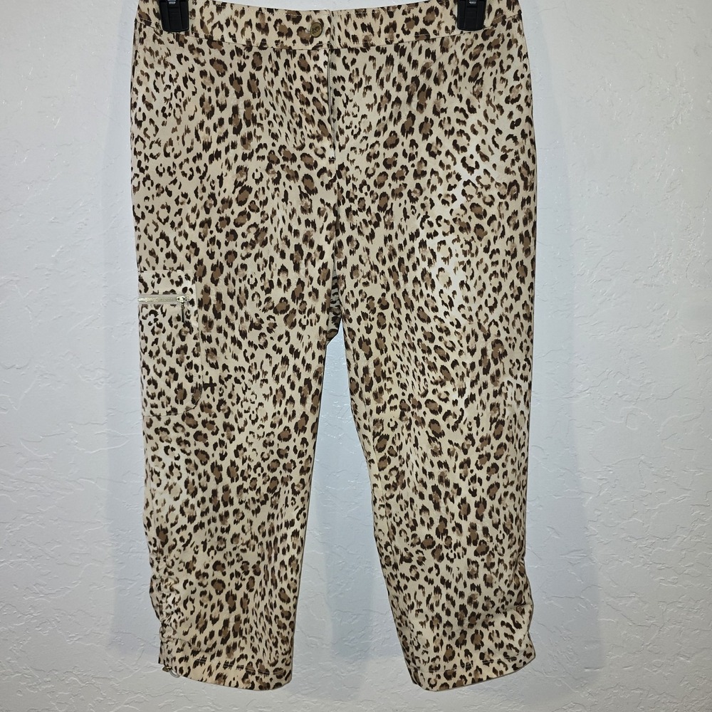 Zenergy Golf by Chico's Leopard Pants Size Medium chicos size 0 Zippered Pocket